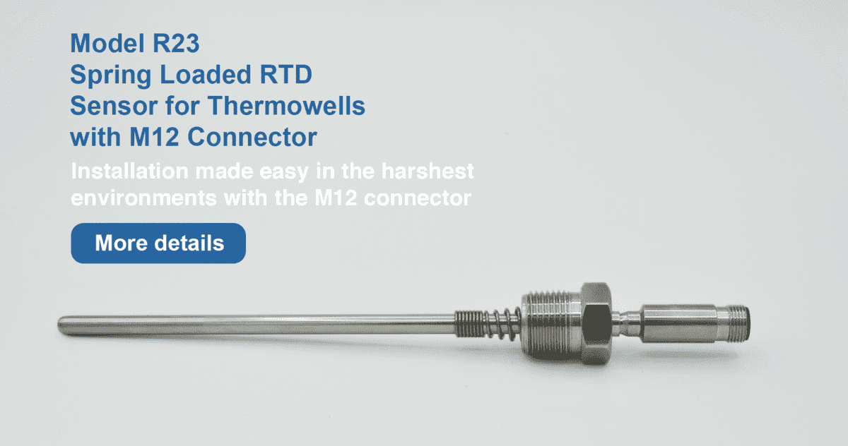 R23 Spring Loaded RTD Sensor with M12 Connector
