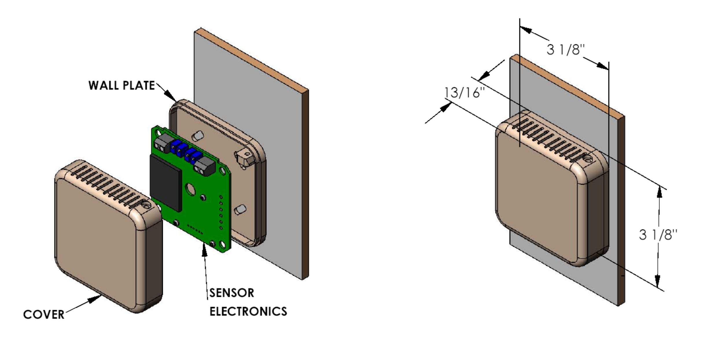 Wall mount interior HVAC temperature sensor R201 