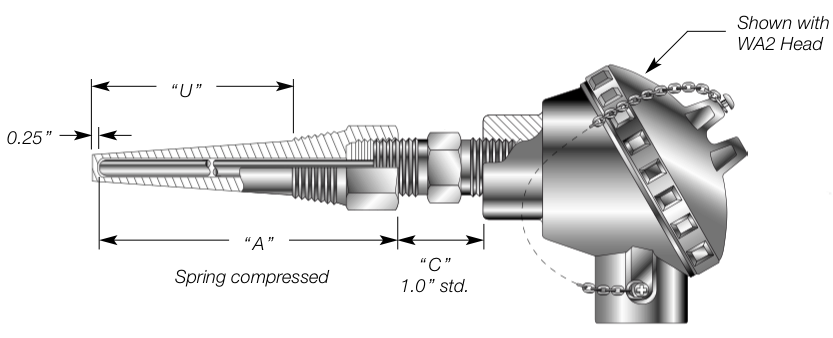 Temperature sensor - Metal connection head