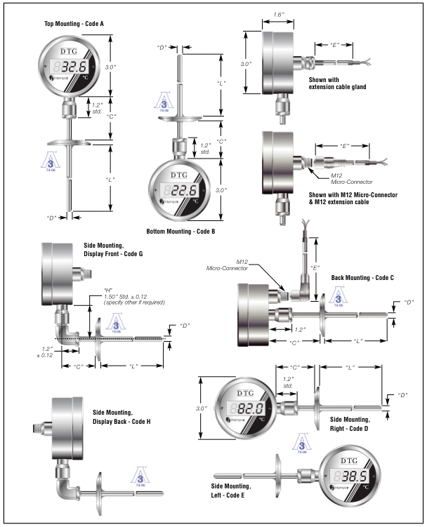 DTG41 Sanitary Digital Temperature Gauge Details