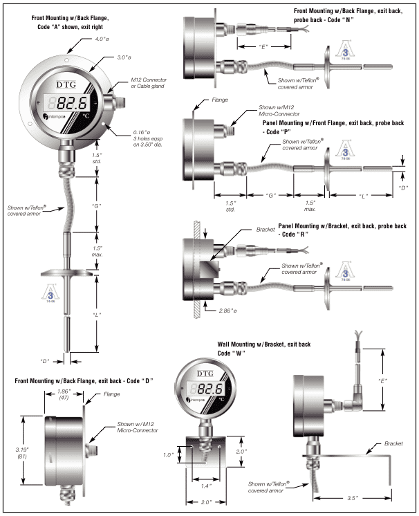 Intempco DTG53 / DTG54 Digital Temperature Gauge