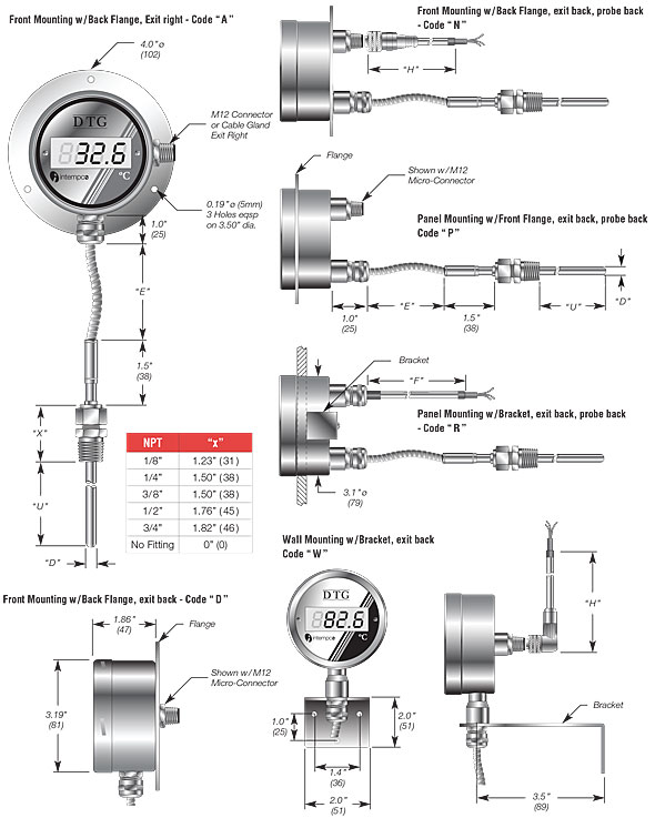 Intempco DTG53 / DTG54 Digital Temperature Gauge