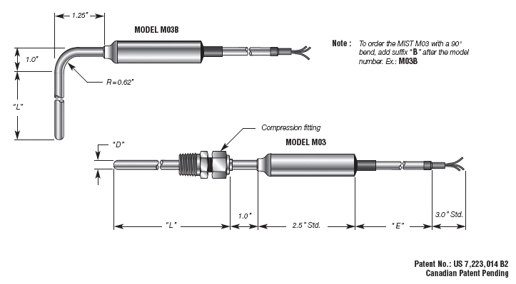 RTD Temperature Transmitter Sensor Probe  w/ Extension Cable Details