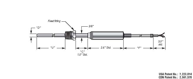 RTD Temperature Transmitter  Sensor Probe,  welded fitting and leadwire cable Details