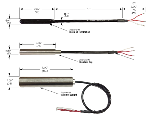 Heavy Duty Submersible Temperature Sensor with Polyurethane Extension Cable  Details