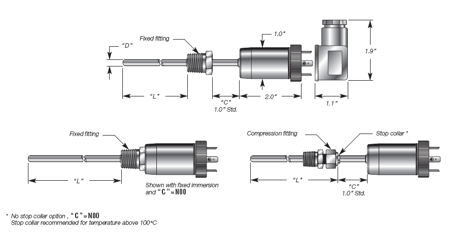 RTD Assembly w/HirschMann Plug Details