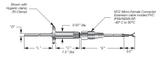 Mini Sanitary RTD w/M12 Micro-Connector Details