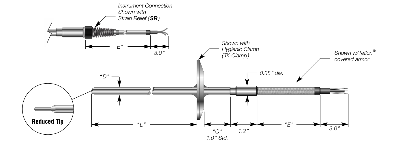 Sanitary RTD w/Extension Cable Details