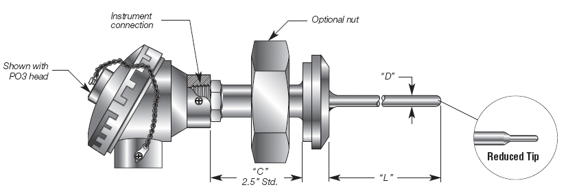 Sanitary RTD w/ Sanitary Fitting & Connection Head Details