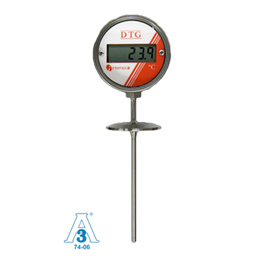 LCD Digital Temperature Indicator, Battery Powered,  RTD Sensor Probe, Sanitary Fitting Picture
