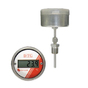 LCD Digital Temperature Indicator, Battery Powered, RTD Sensor Probe, Back Mounted w/Welded Fitting Stock Item